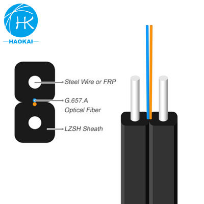 Sợi thép LSZH FTTH Drop Cable Indoor Drop Fiber Optic Cable GJXH G657a1