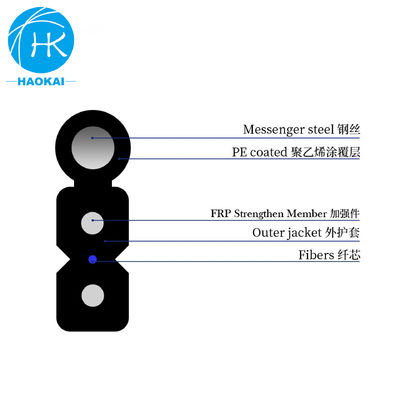 FTTH 8 hình tự hỗ trợ ngoài trời thả Cáp quang sợi đen với dây thép