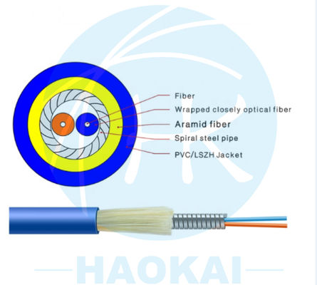 GJFXH Simplex bọc thép trong nhà thả cáp sợi G657A2 1 lõi với vải Kevlar