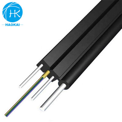 2 lõi 6 lõi FTTH thả cáp Cáp quang bằng sợi phẳng với Aramid ống trung tâm thép dây