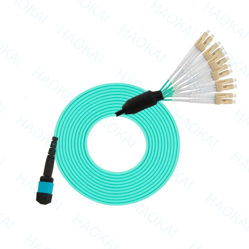 Breakout MPO OM3 Patch Cord LC Connector Multimode Fiber Optic Patch Cables