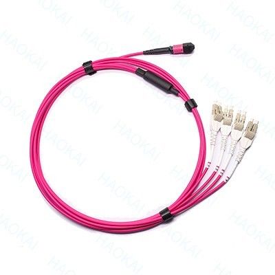 12core OM4 MPO Fan Out Optical Patch Cord LC Cáp vá sợi quang
